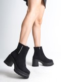 LISSE Fermuarlı Ortopedik Taban Kalın Topuklu Süet Kadın Bot SST - Siyah Somersan Giyim | Kadın, Erkek ve Çocuk Moda