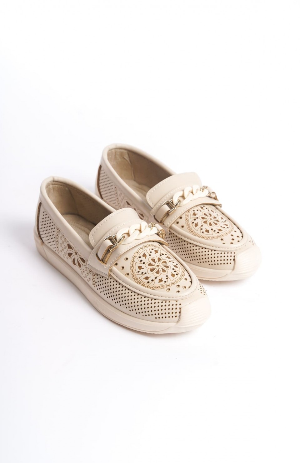 LIZY Bağcıksız Ortopedik Rahat Taban Çiçek Desenli Kadın Babet Ayakkabı  CKT - Krem Somersan Giyim | Kadın, Erkek ve Çocuk Moda