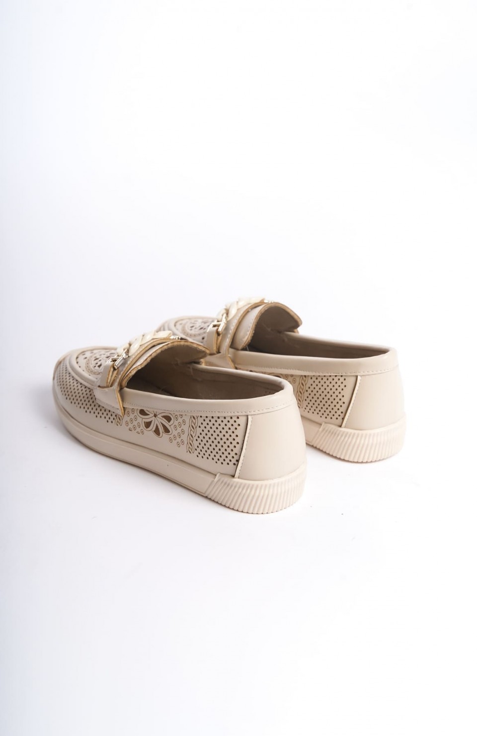 LIZY Bağcıksız Ortopedik Rahat Taban Çiçek Desenli Kadın Babet Ayakkabı  CKT - Krem Somersan Giyim | Kadın, Erkek ve Çocuk Moda