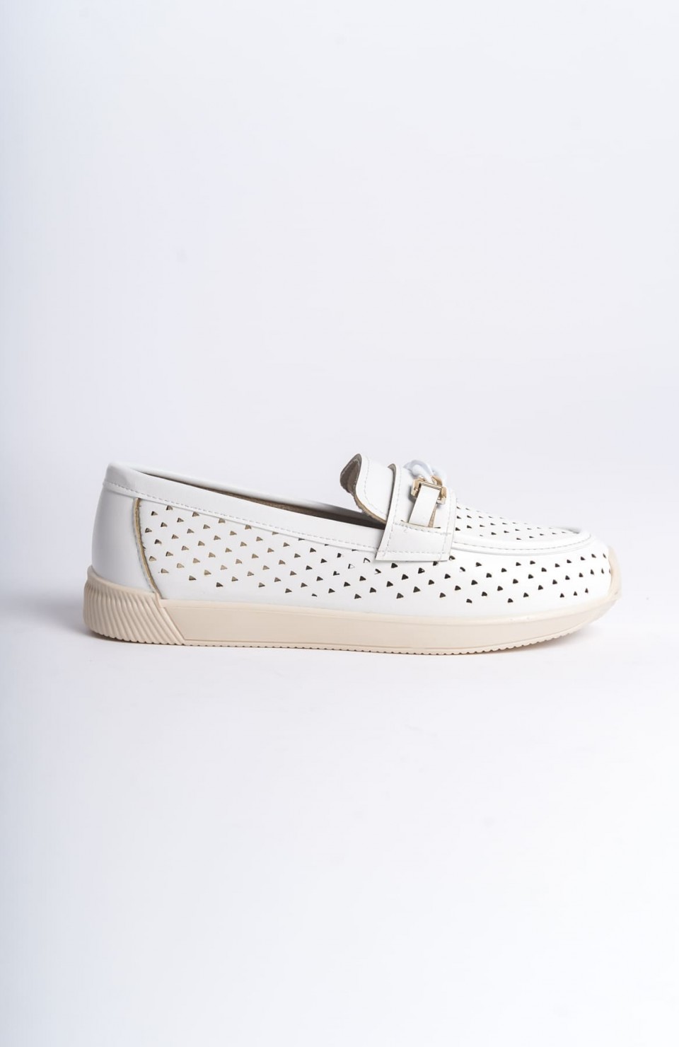 LIZY Bağcıksız Ortopedik Rahat Taban Kalp Desenli Kadın Babet Ayakkabı  CKT - Beyaz Somersan Giyim | Kadın, Erkek ve Çocuk Moda