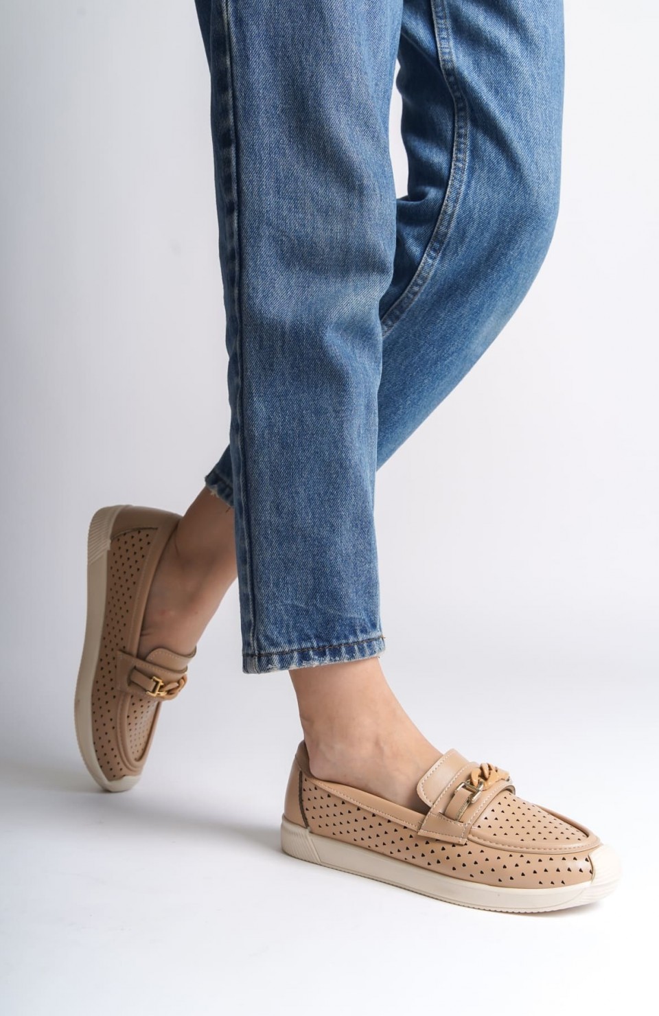 LIZY Bağcıksız Ortopedik Rahat Taban Kalp Desenli Kadın Babet Ayakkabı  CKT - Ten Somersan Giyim | Kadın, Erkek ve Çocuk Moda