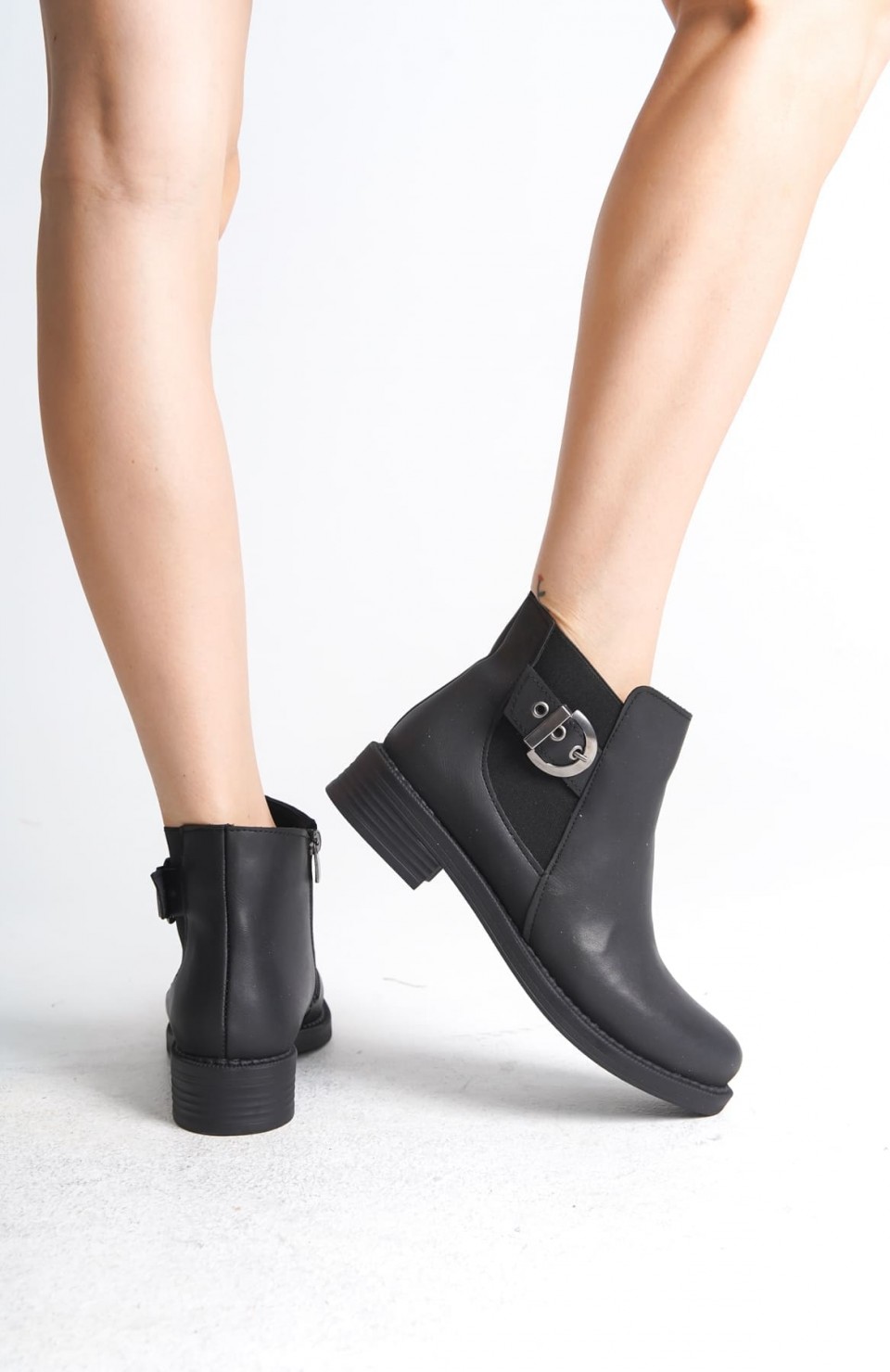 LUNA Fermuarlı Lastikli Ortopedik Taban Topuklu Kadın Bot  CST - Siyah Somersan Giyim | Kadın, Erkek ve Çocuk Moda