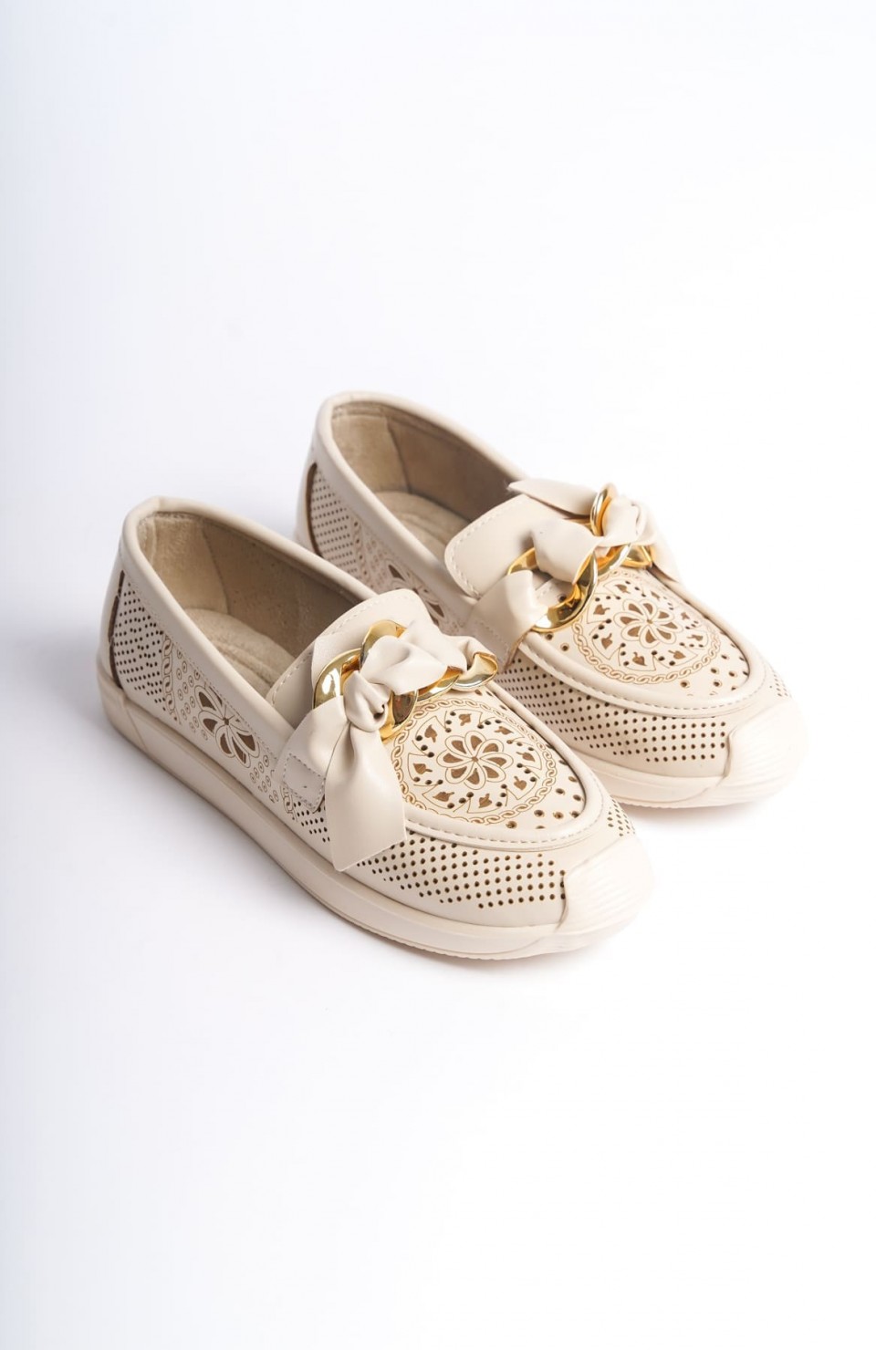 LYDIA Bağcıksız Ortopedik Rahat Taban Çiçek Desenli Kadın Babet Ayakkabı  CKT - Krem Somersan Giyim | Kadın, Erkek ve Çocuk Moda