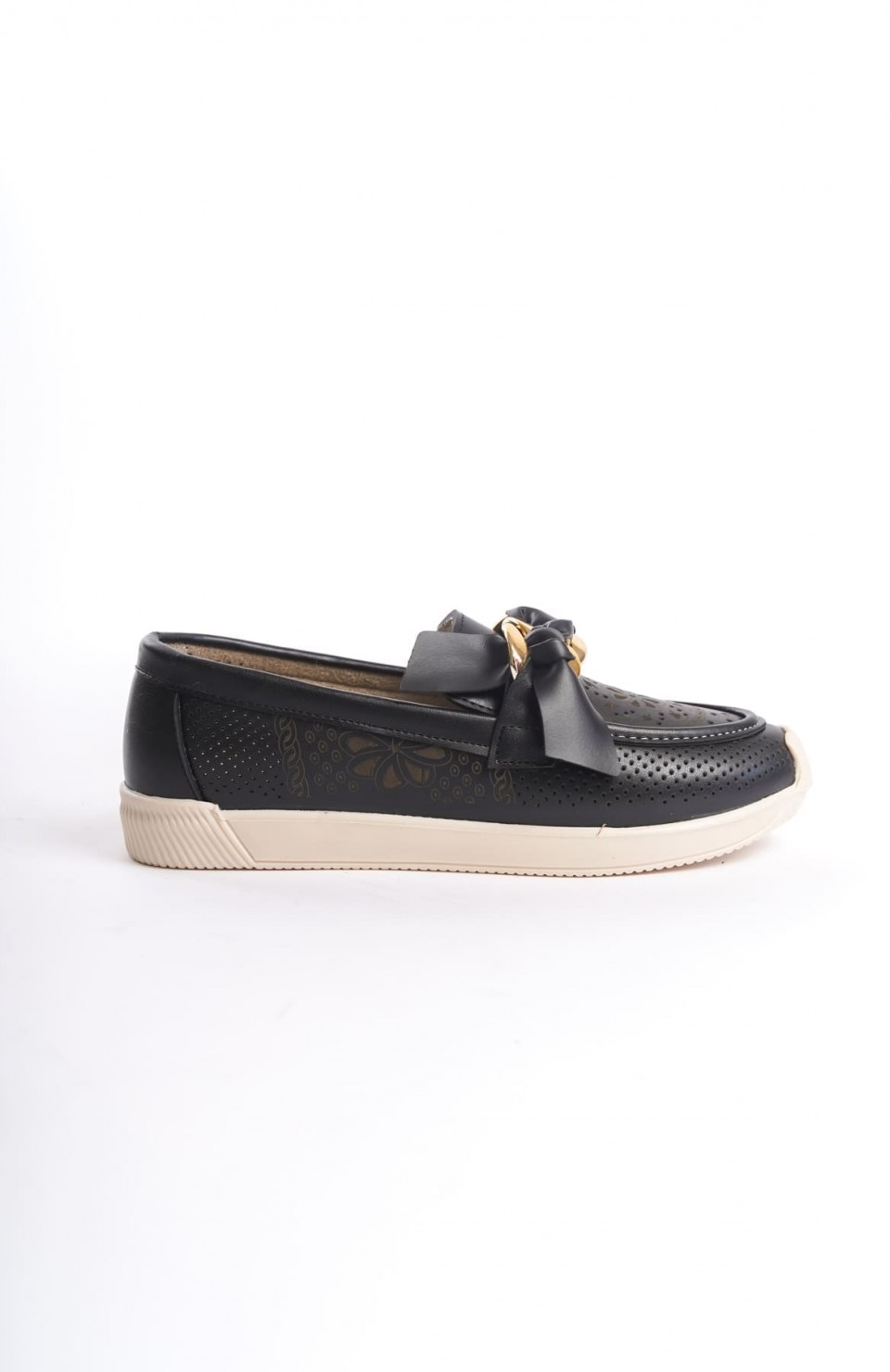 LYDIA Bağcıksız Ortopedik Rahat Taban Çiçek Desenli Kadın Babet Ayakkabı  CKT - Siyah Somersan Giyim | Kadın, Erkek ve Çocuk Moda