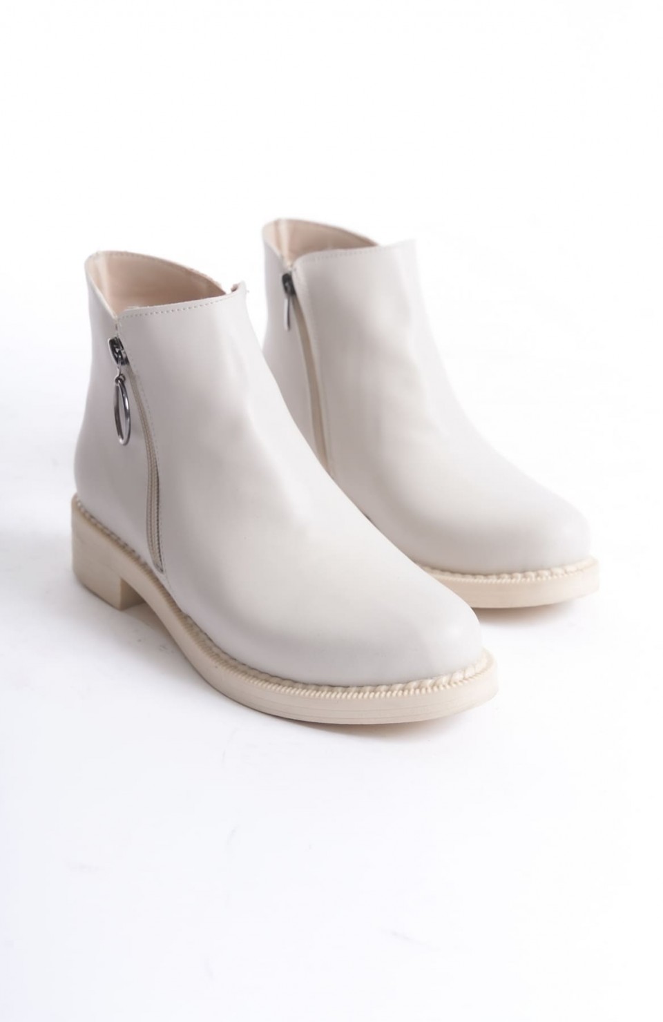 MARGARET Fermuarlı Ortopedik Taban Topuklu Kadın Bot  CKT - Krem Somersan Giyim | Kadın, Erkek ve Çocuk Moda