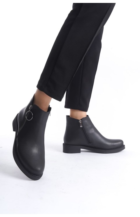 MARGARET Fermuarlı Ortopedik Taban Topuklu Kadın Bot - CST - Siyah