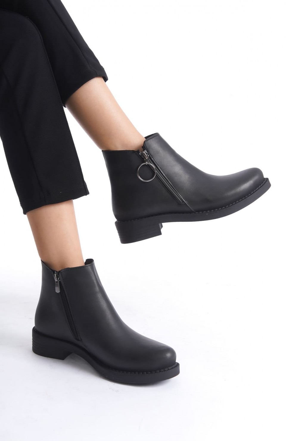 MARGARET Fermuarlı Ortopedik Taban Topuklu Kadın Bot - CST - Siyah Somersan Giyim | Kadın, Erkek ve Çocuk Moda