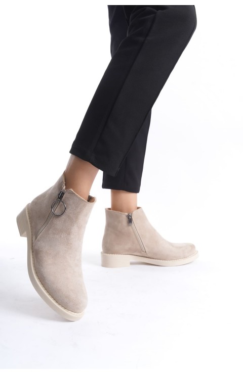 MARGARET Fermuarlı Ortopedik Taban Topuklu Süet Kadın Bot  STT - Ten