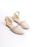 MONICA Tokalı Ortopedik Rahat Taban Taş Detaylı Kadın Babet Ayakkabı  CKT - Krem Somersan Giyim | Kadın, Erkek ve Çocuk Moda
