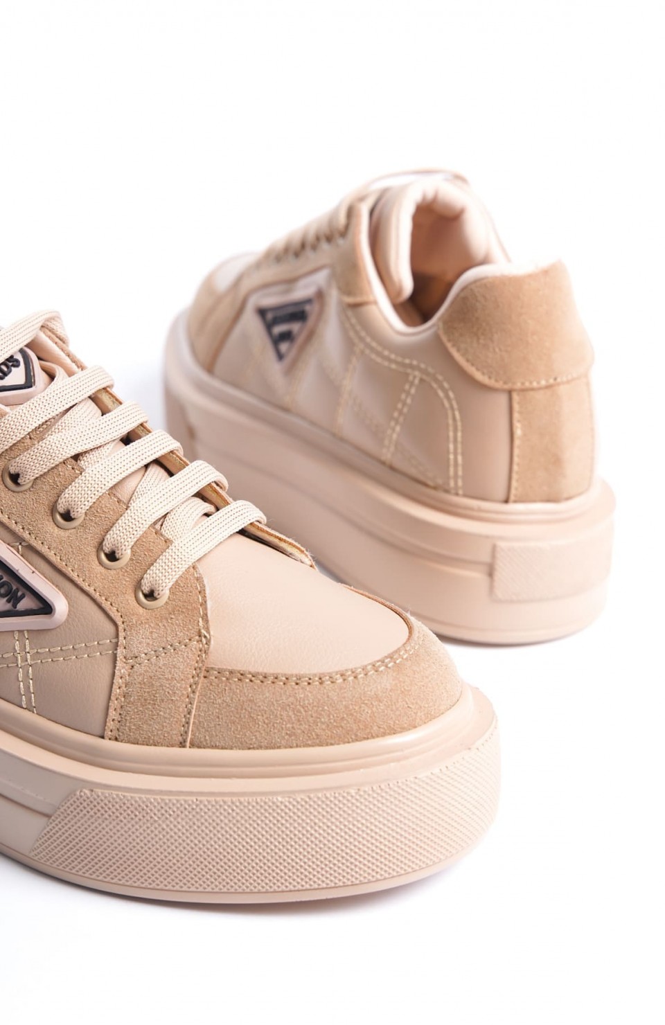 PRAG Bağcıklı Ortopedik Taban Desenli Kadın Sneaker Spor Ayakkabı CTT - Ten Somersan Giyim | Kadın, Erkek ve Çocuk Moda