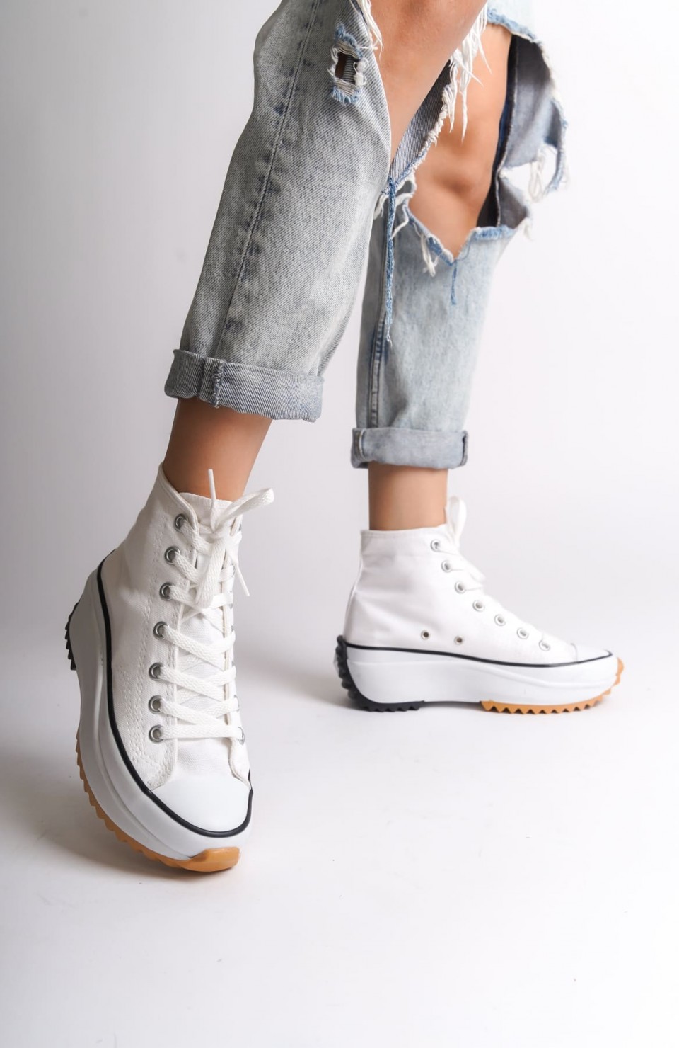 ROMA Bağcıklı Ortopedik Taban Kadın Sneaker Spor Ayakkabı TBT - Beyaz Somersan Giyim | Kadın, Erkek ve Çocuk Moda