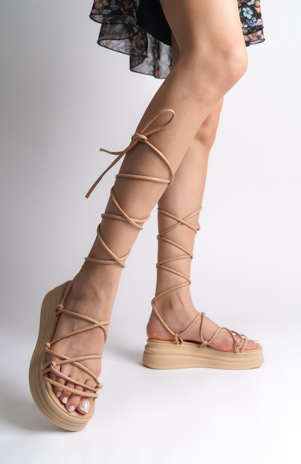 SAMANTHA Bilekten Bağlamalı Ortopedik Taban Kadın Terlik  CTT - Ten Somersan Giyim | Kadın, Erkek ve Çocuk Moda