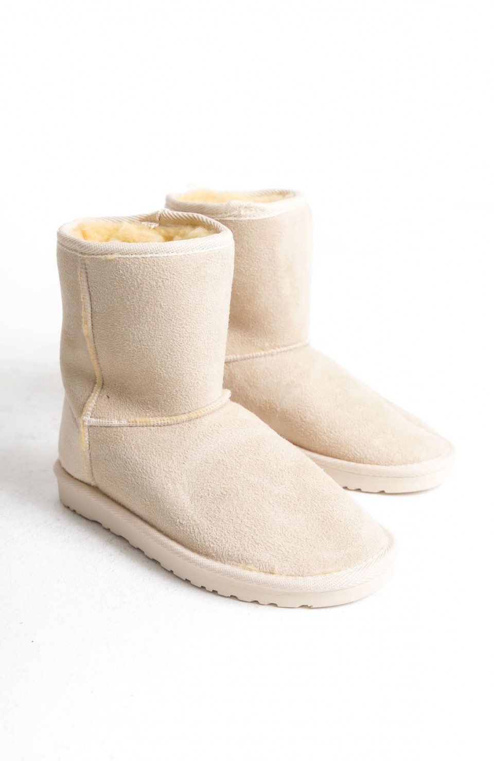 SELINA Bağcıksız Düz Taban İçi Kürklü Süet Kadın Bot  SKT - Krem Somersan Giyim | Kadın, Erkek ve Çocuk Moda