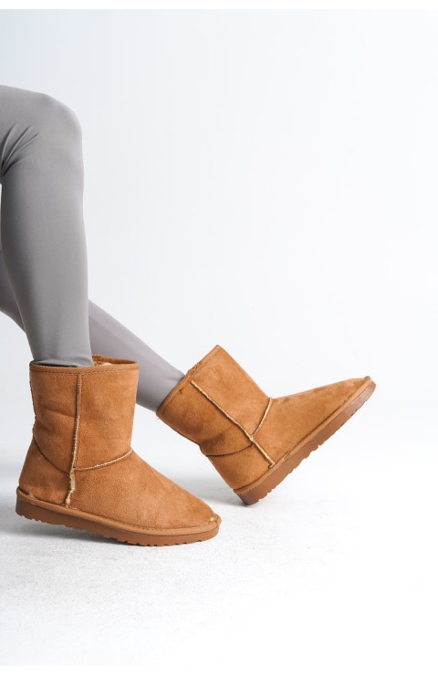 SELINA Bağcıksız Düz Taban İçi Kürklü Süet Kadın Bot  STT - Taba