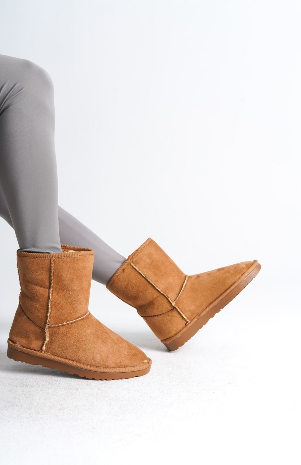 SELINA Bağcıksız Düz Taban İçi Kürklü Süet Kadın Bot  STT - Taba Somersan Giyim | Kadın, Erkek ve Çocuk Moda