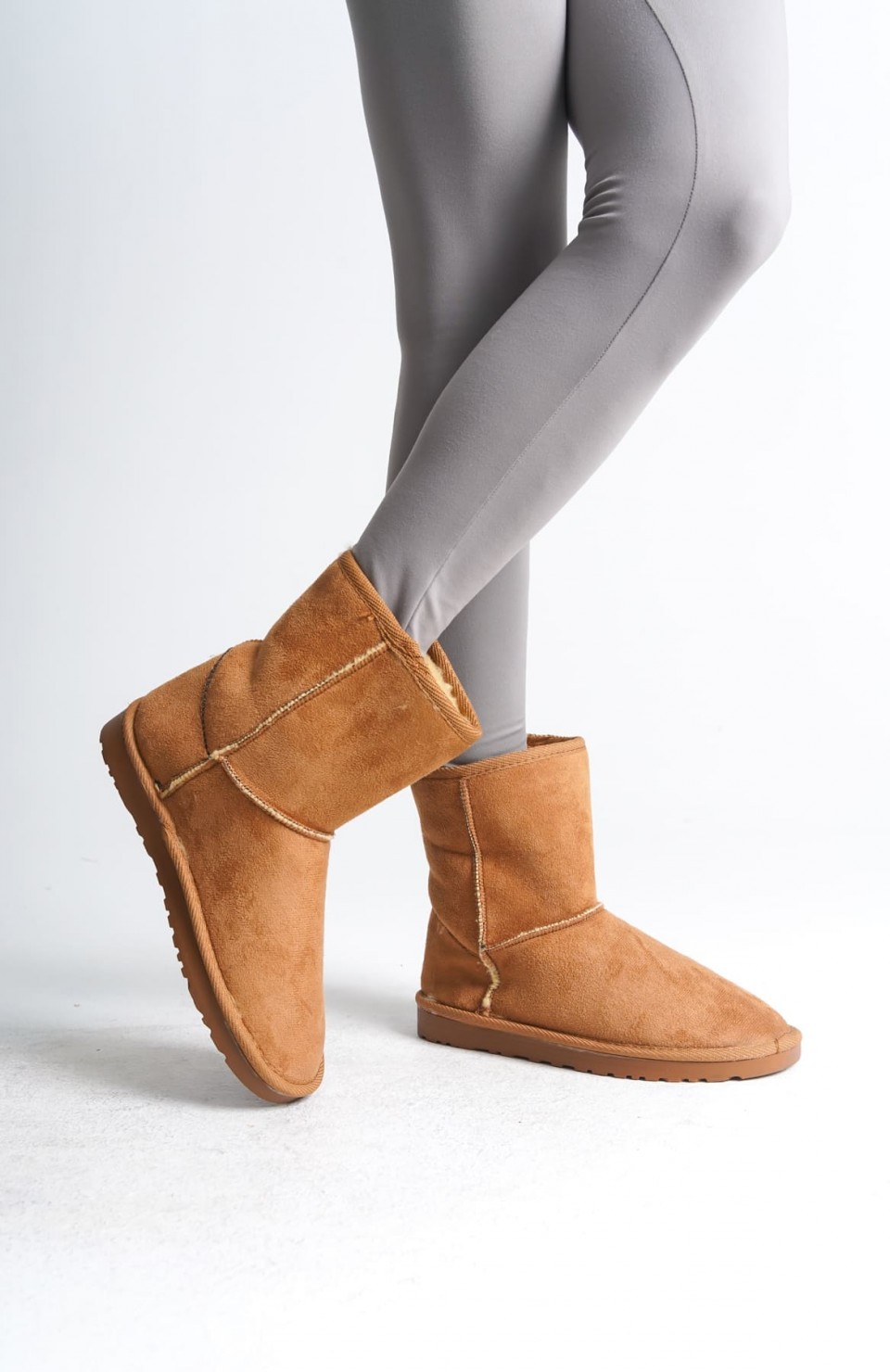 SELINA Bağcıksız Düz Taban İçi Kürklü Süet Kadın Bot  STT - Taba Somersan Giyim | Kadın, Erkek ve Çocuk Moda