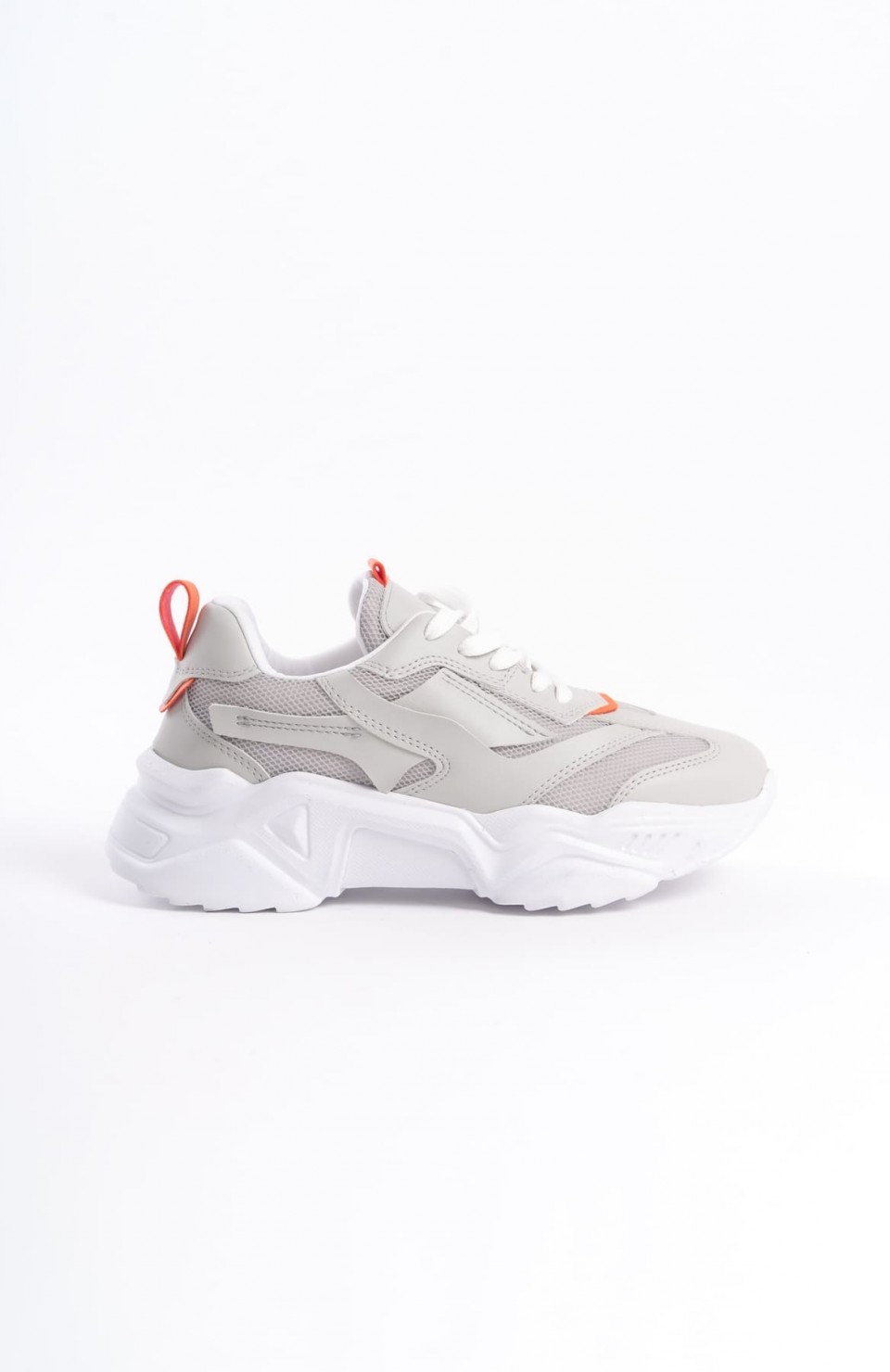 TOKYO Bağcıklı Ortopedik Taban Triko Detaylı Kadın Spor Ayakkabı  TBT - Gri/Turuncu Somersan Giyim | Kadın, Erkek ve Çocuk Moda