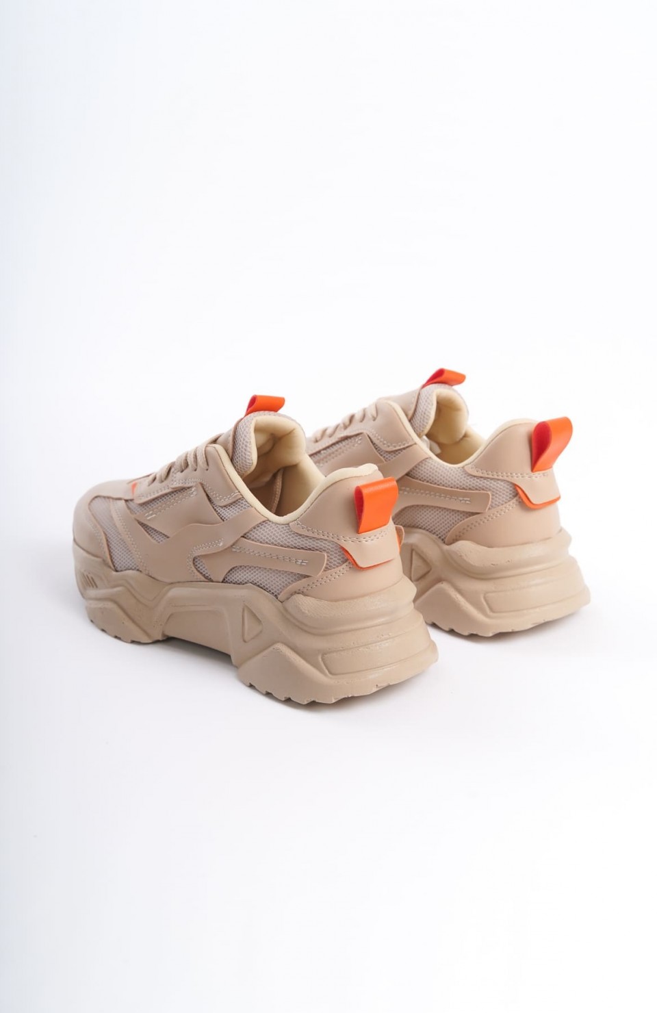 TOKYO Bağcıklı Ortopedik Taban Triko Detaylı Kadın Spor Ayakkabı  TTT - Ten/Turuncu Somersan Giyim | Kadın, Erkek ve Çocuk Moda