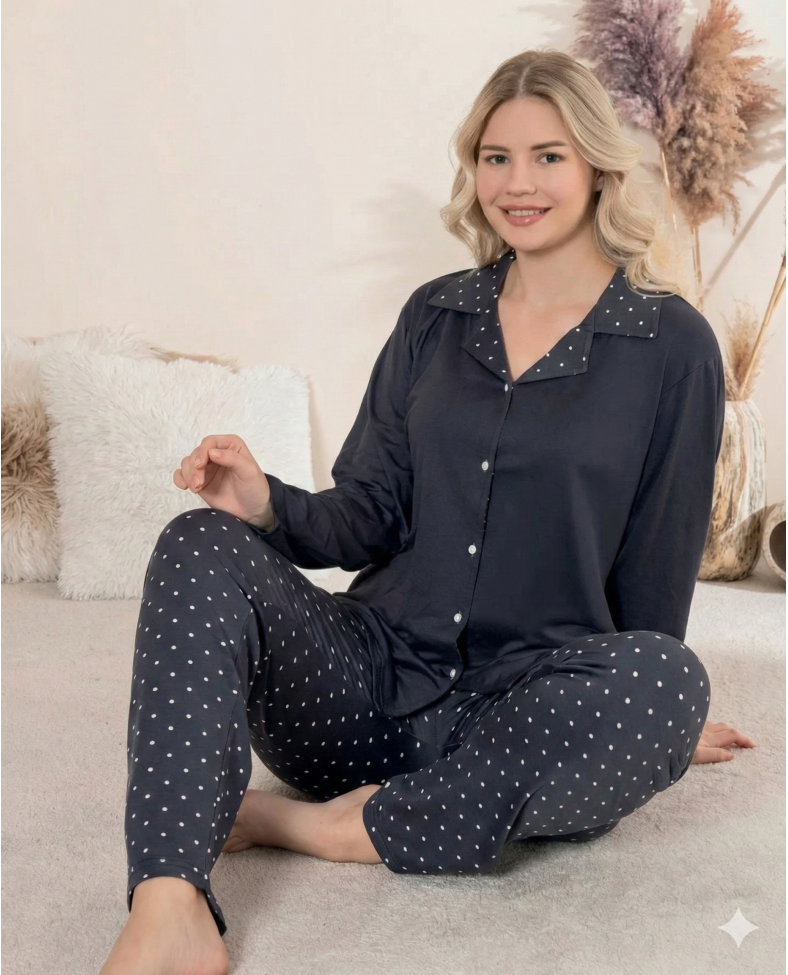 Boyraz 0205 Kadın Sandy Patlı Uzun Kol Pijama Takımı