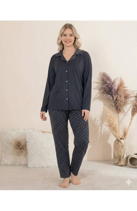 Boyraz 0205 Kadın Sandy Patlı Uzun Kol Pijama Takımı