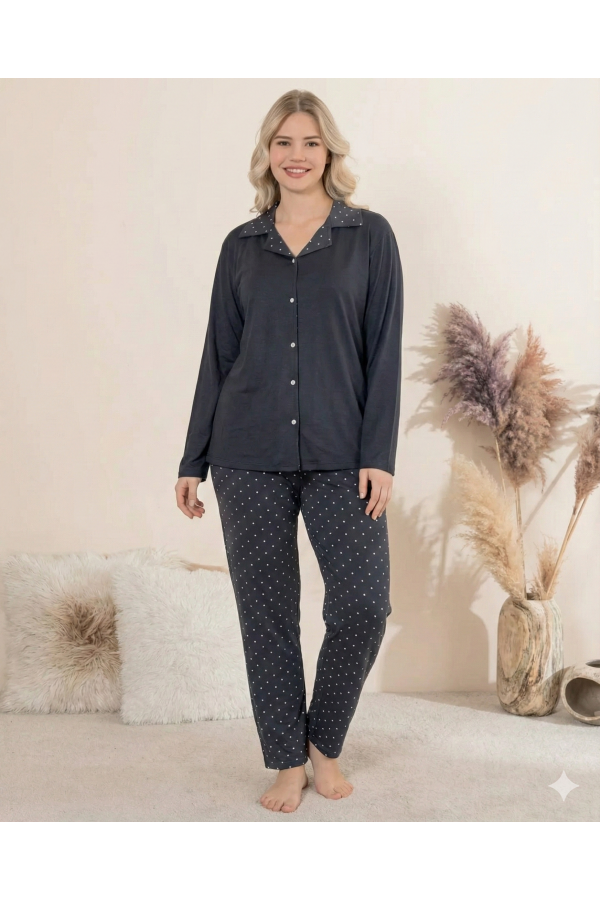 Boyraz 0205 Kadın Sandy Patlı Uzun Kol Pijama Takımı