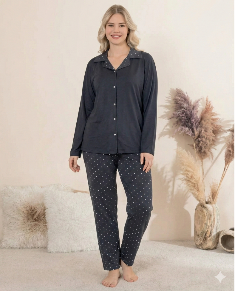 Boyraz 0205 Kadın Sandy Patlı Uzun Kol Pijama Takımı