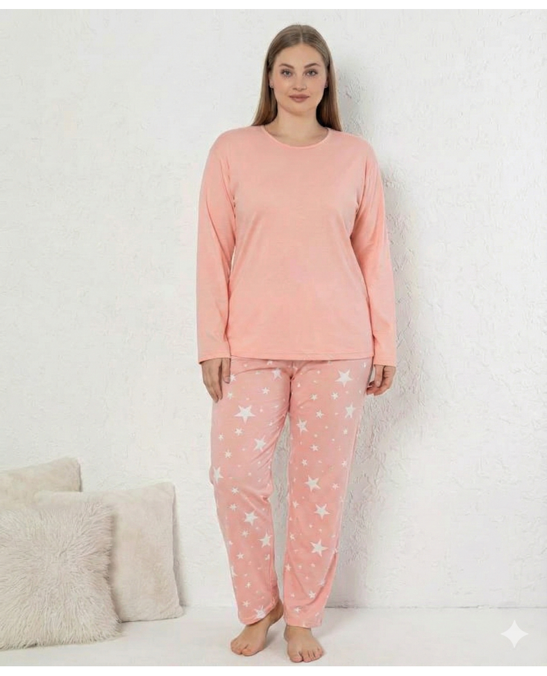Boyraz 0284 Kadın Sandy Battal Uzun Kol Pijama Takımı Somersan Giyim | Kadın, Erkek ve Çocuk Moda