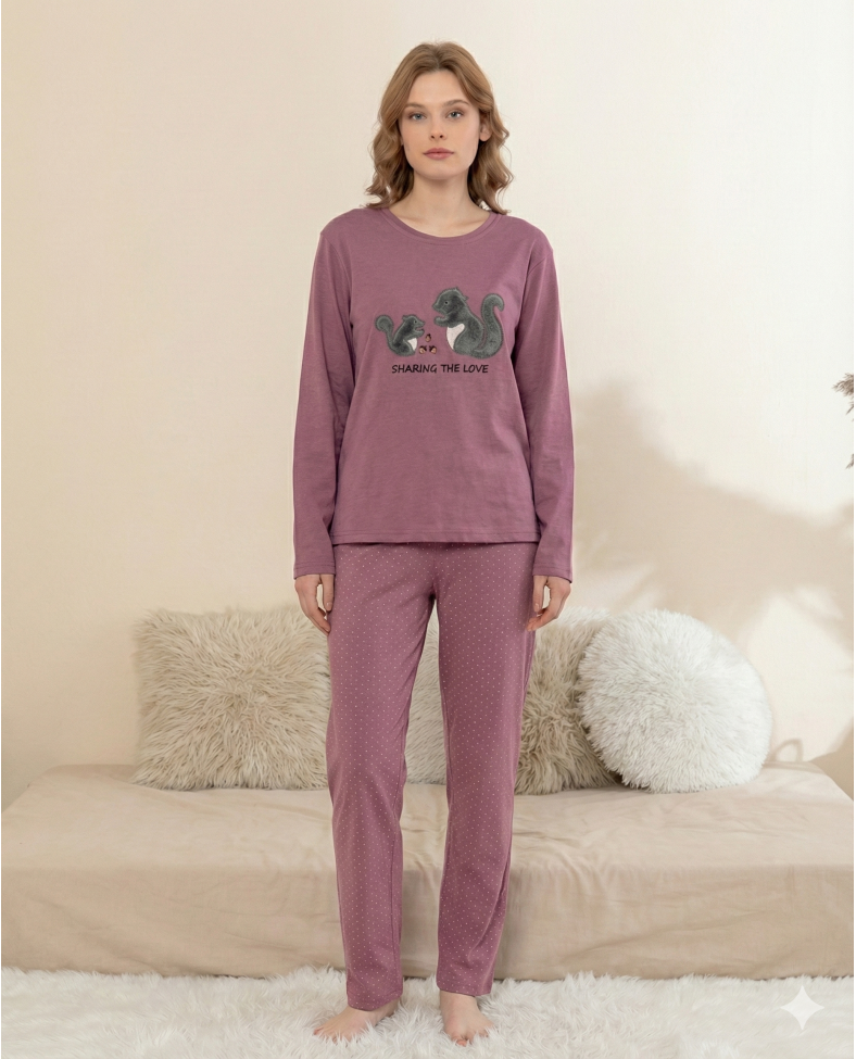 Boyraz 0364 Kadın Penye Uzun Kol Pijama Takımı Somersan Giyim | Kadın, Erkek ve Çocuk Moda