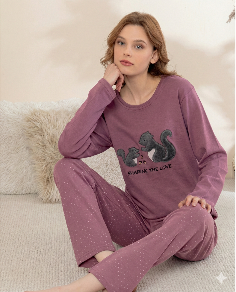 Boyraz 0364 Kadın Penye Uzun Kol Pijama Takımı Somersan Giyim | Kadın, Erkek ve Çocuk Moda