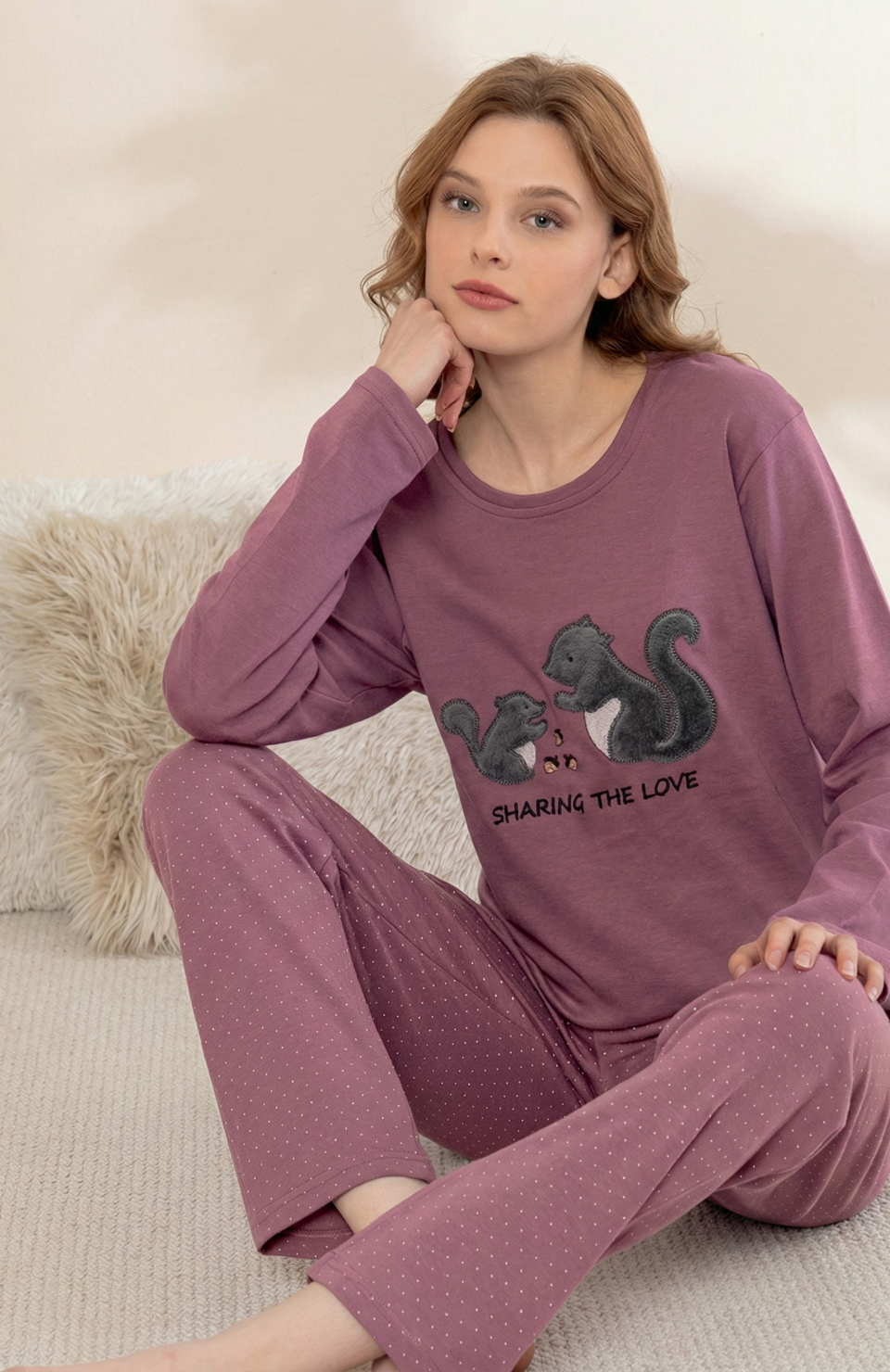 Boyraz 0364 Kadın Penye Uzun Kol Pijama Takımı