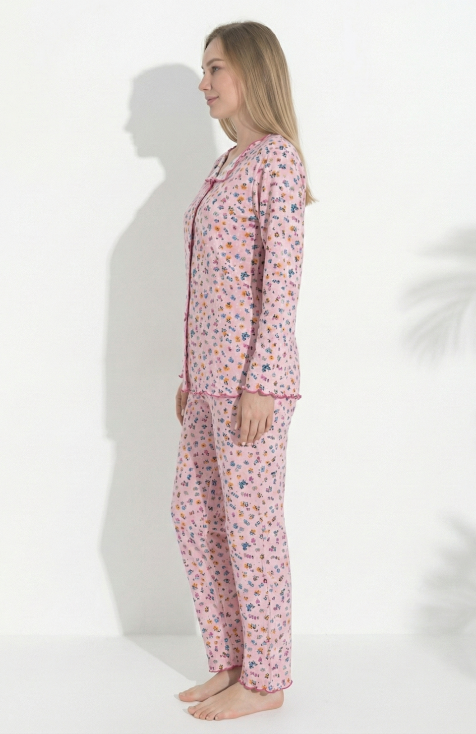 Boyraz 0367 Kadın Raporlu Uzun Kol Pijama Takımı