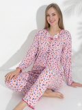Boyraz 0367 Kadın Raporlu Uzun Kol Pijama Takımı