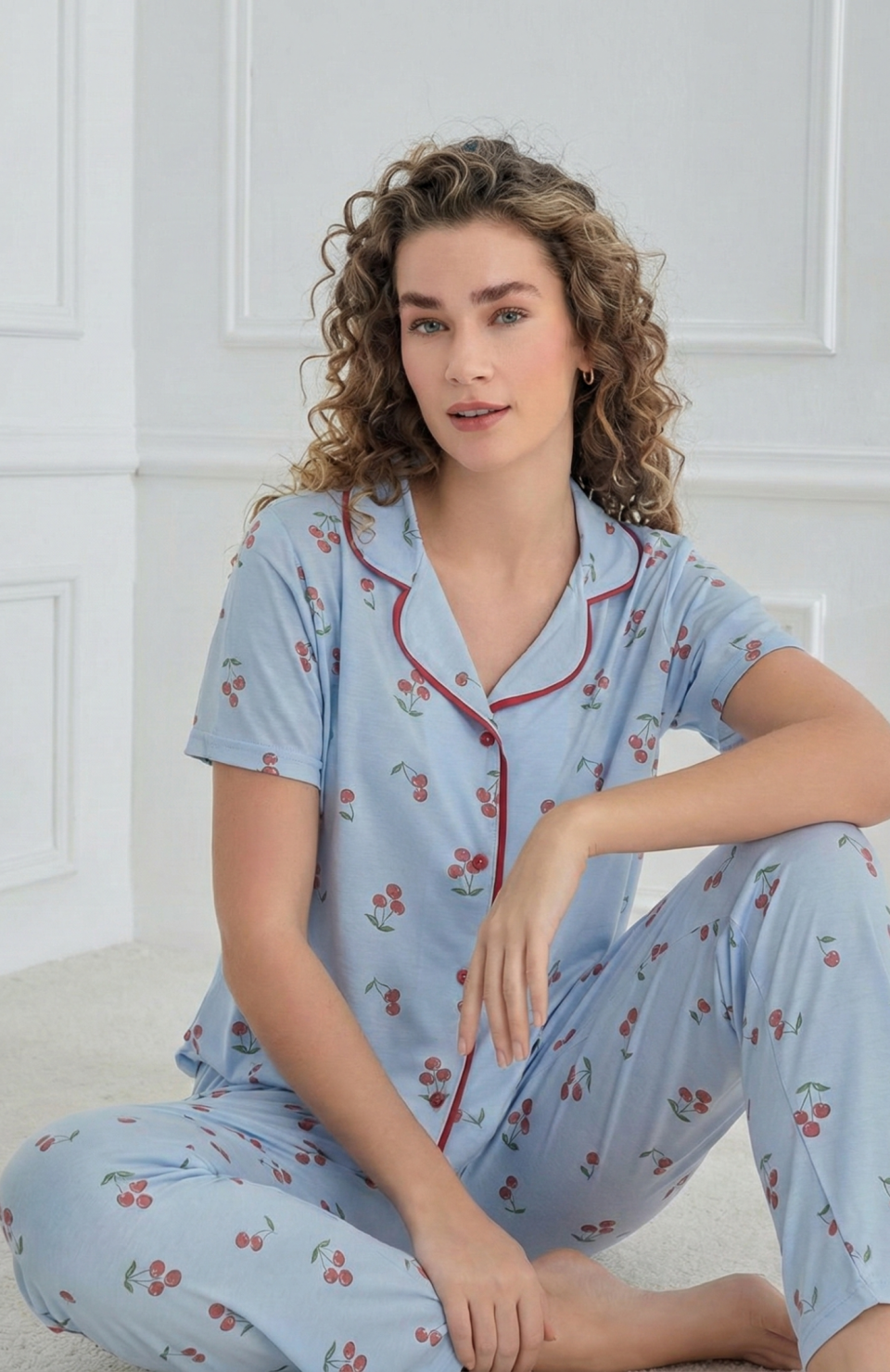 Mihra 90141 Kadın Boydan Düğmeli Pijama Takımı