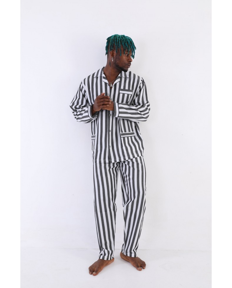Kocabey 4007 Uzun Kol Çizgili Gaffur Erkek Pijama Takım