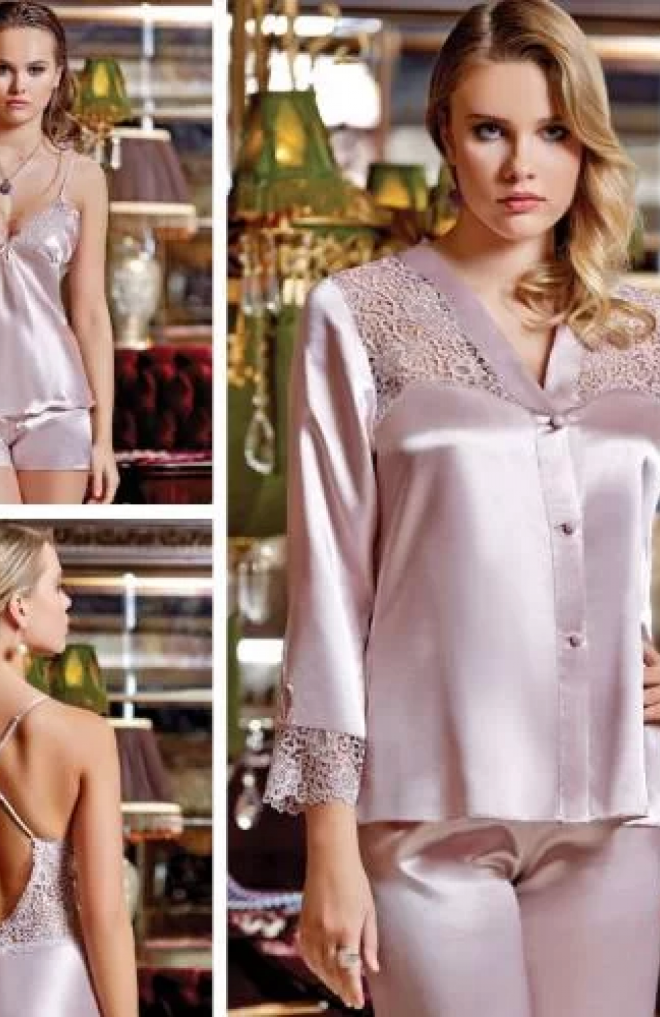 Jeremi 441 Saten 6'lı Uzun Gecelikli Sabahlık Takım