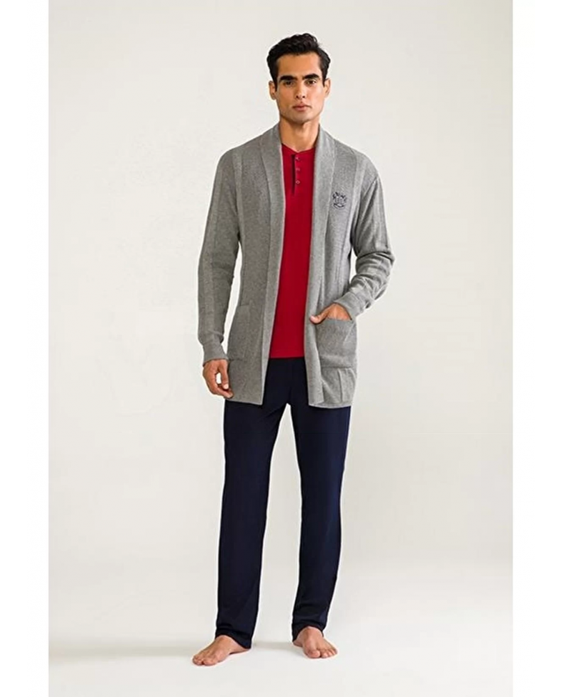 D'S Damat 03004 5'li Triko Robdöşambr Damat Pijama Seti