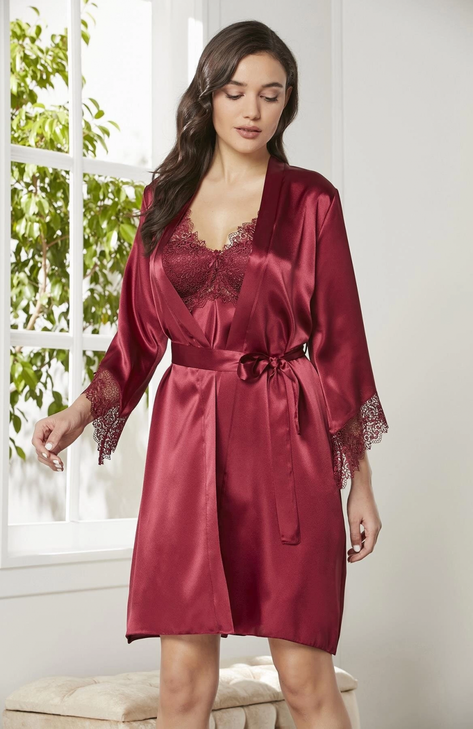 Pierre Cardin 6040 Kısa Gecelikli 6'lı İpek Set