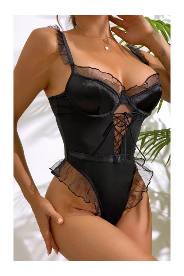 For Dreams 8417 Fantazi Tül Detaylı Bodysuit