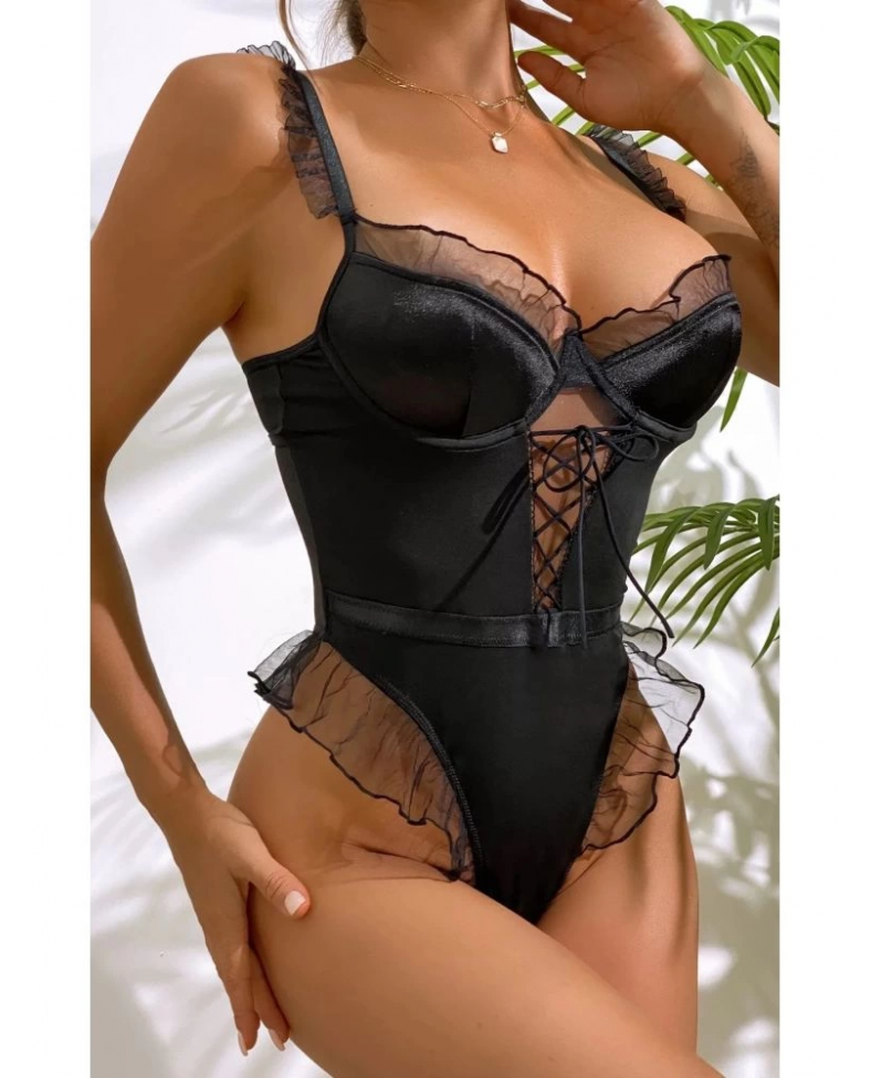 For Dreams 8417 Fantazi Tül Detaylı Bodysuit