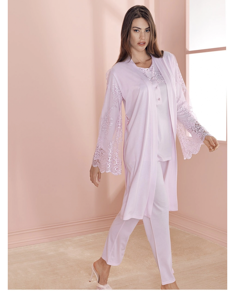 Espuar 757 Penye 3'lü Sabahlık Pijama Takımı