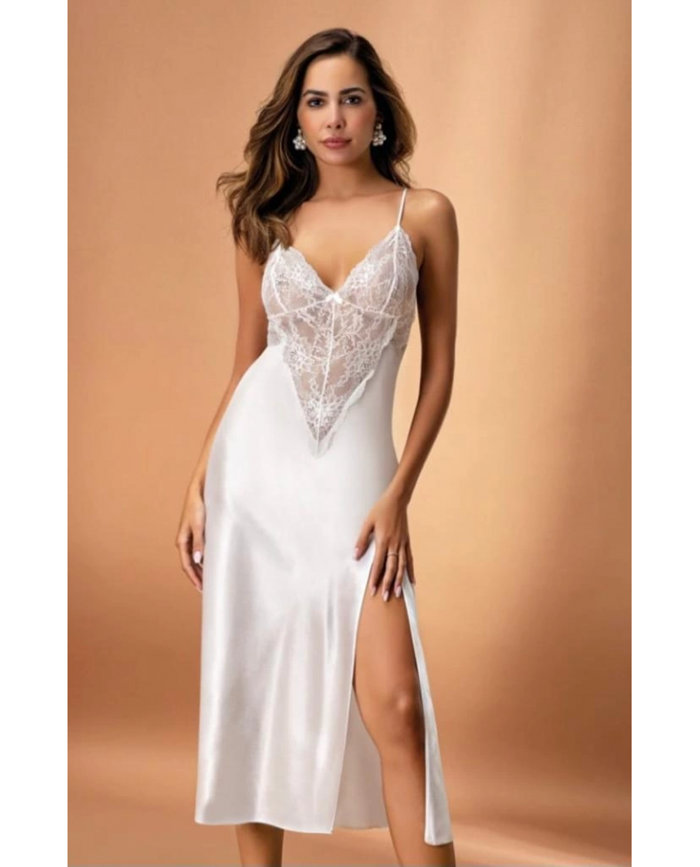 Nurteks 7136 Kadın Saten Uzun Gecelik