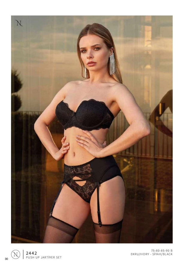 Nurteks 2442 Bayan Straplez Jartiyer Takım