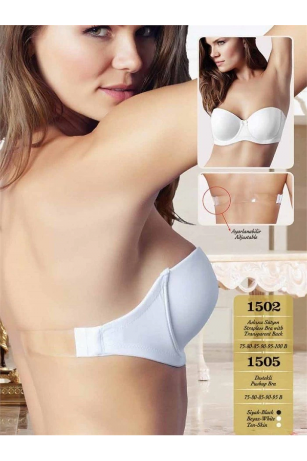 Nurteks 1505 Straplez Sırt Şeffaf Sütyen