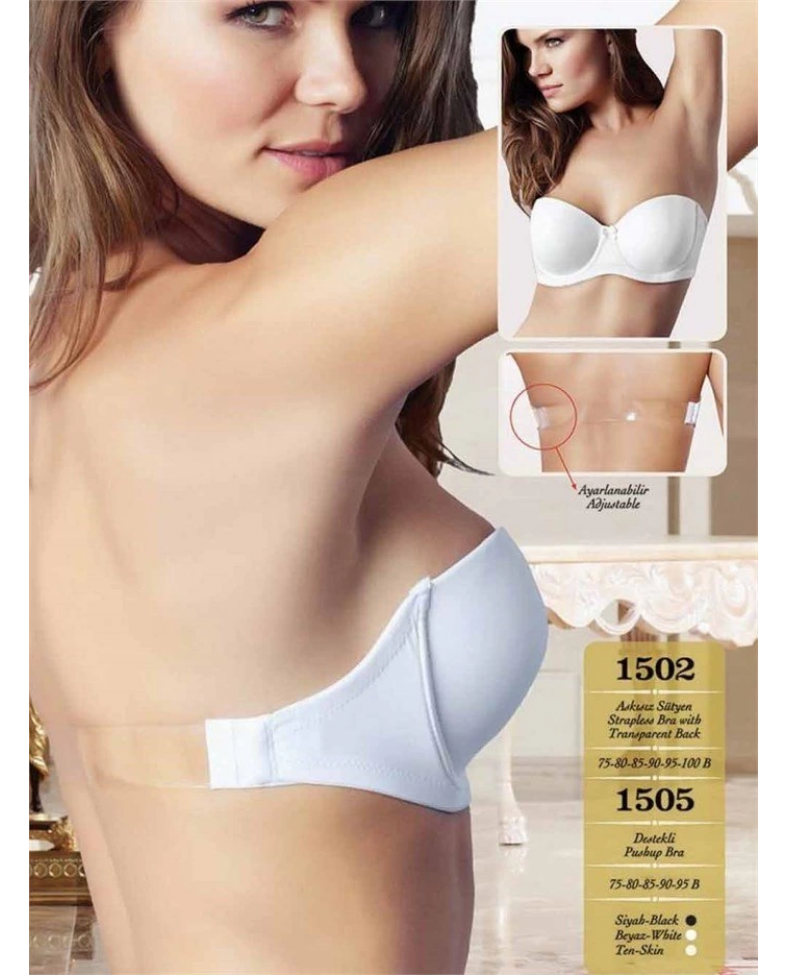 Nurteks 1505 Straplez Sırt Şeffaf Sütyen