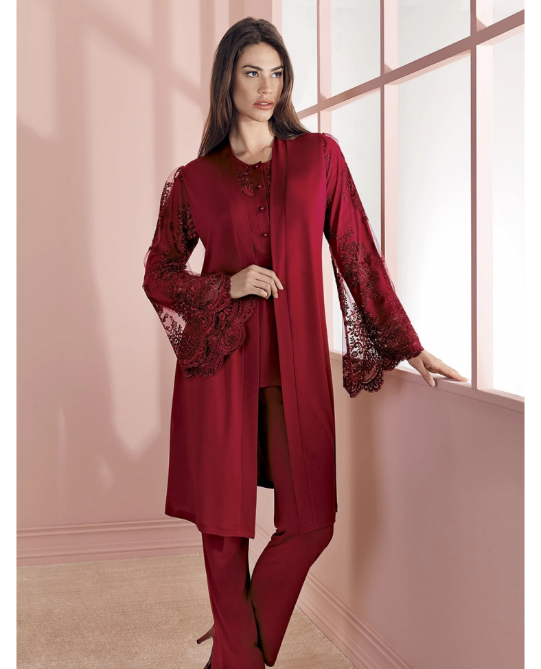 Espuar 757 Penye 3'lü Sabahlık Pijama Takımı