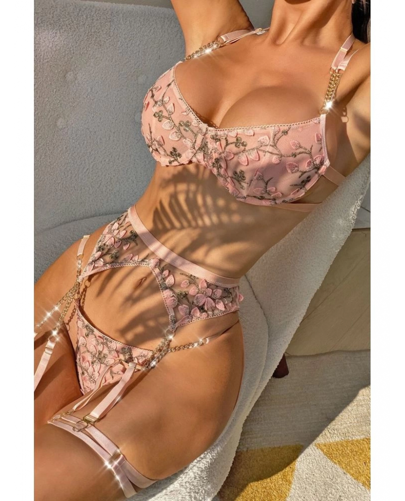 For Dreams 8415 Seksi Çiçekli Tasarım Jartiyer Takım