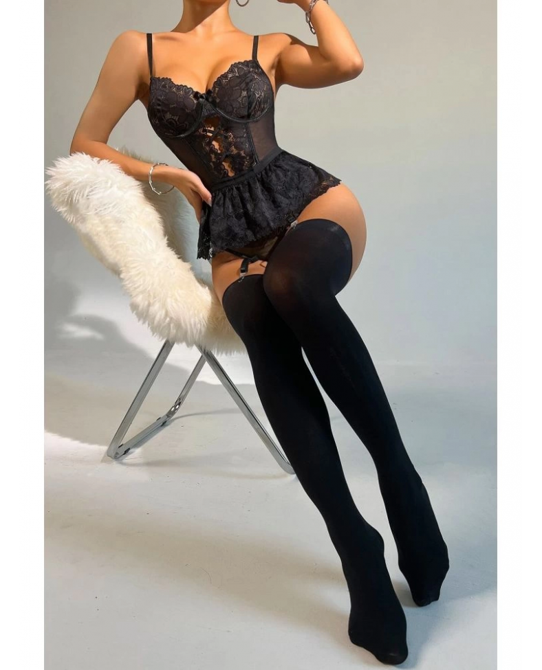 For Dreams 8412 Dantel Büstiyer ve Jartiyer Takım Somersan Giyim | Kadın, Erkek ve Çocuk Moda