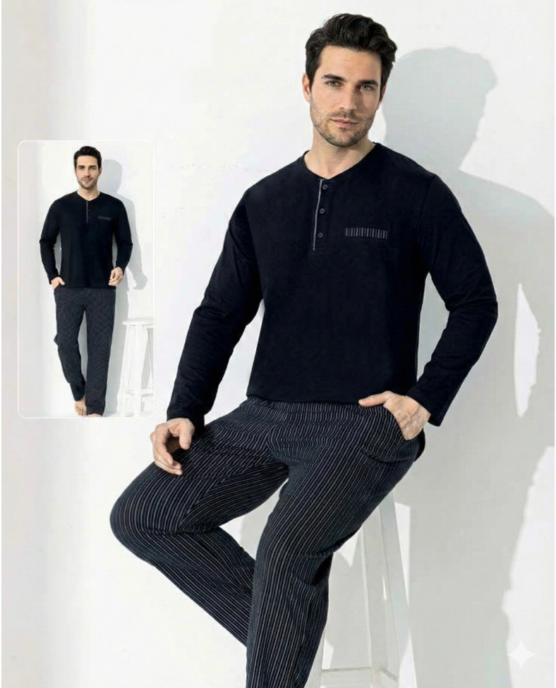 Boyraz 0690 Erkek Uzun Kol Penye Pijama Takımı