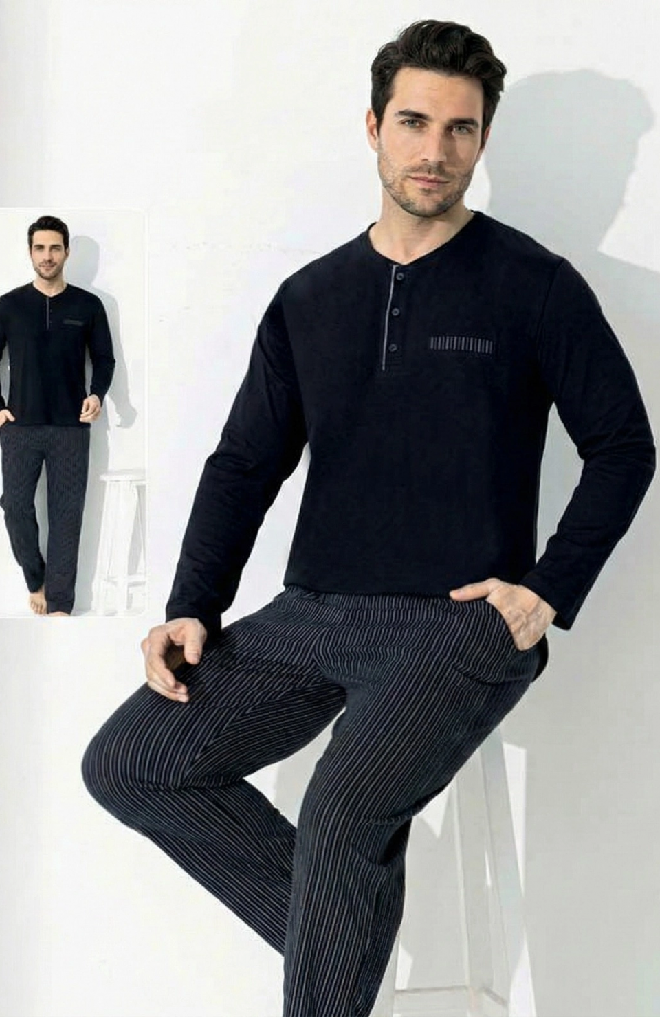 Boyraz 0690 Erkek Uzun Kol Penye Pijama Takımı