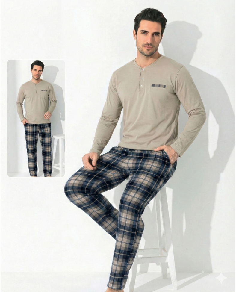 Boyraz 0697 Erkek Uzun Kol Penye Pijama Takımı